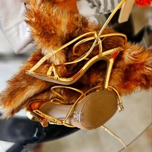 Guess 8.5 Gold Strappy Heeled Sandals